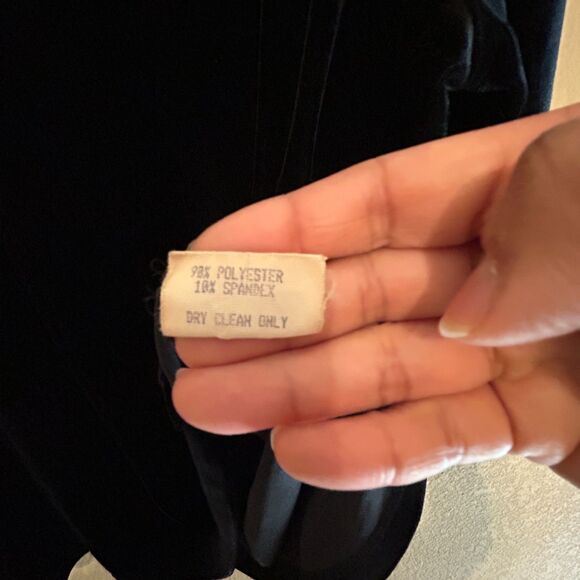 Vintage Black Velvet Boat Neck Top Womens  1X 3/4 Sleeve Embroidered Floral - Picture 7 of 7